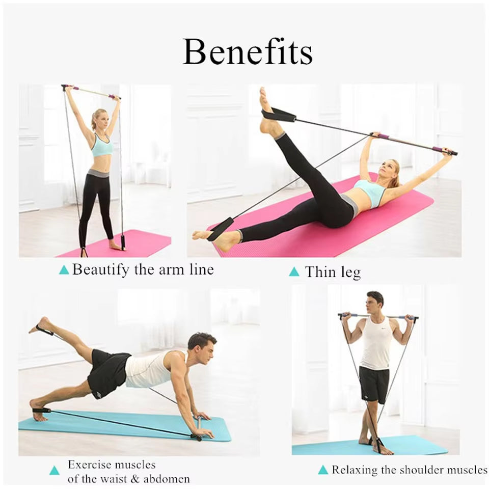 Portable Home Gym: All-in-One Pilates Bar & Resistance Bands
