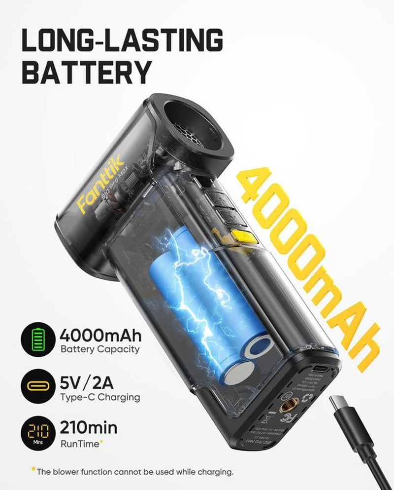 Fanttik B10 Pro Max Cordless Electric Air Duster – 130,000 RPM Brushless Motor, 6-Speed Adjustable, Long-Lasting Rechargeable Battery – Powerful Air Blower for Electronics, Workbench & Outdoor Use