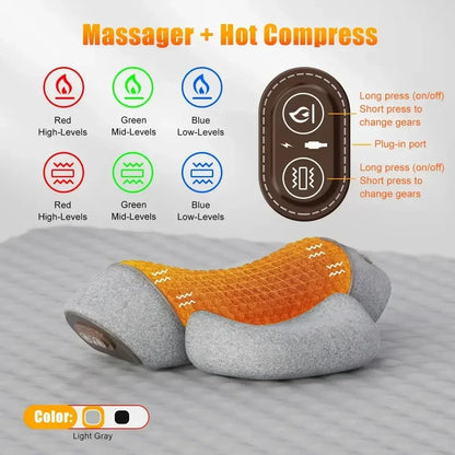 Relaxation & Pain Relief: "Luxury Neck Massager Pillow with Heat Therapy & Cervical Support"