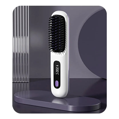 Portable Cordless Hair Straightener Brush – Smooth, Curl & Detangle Anytime, Anywhere