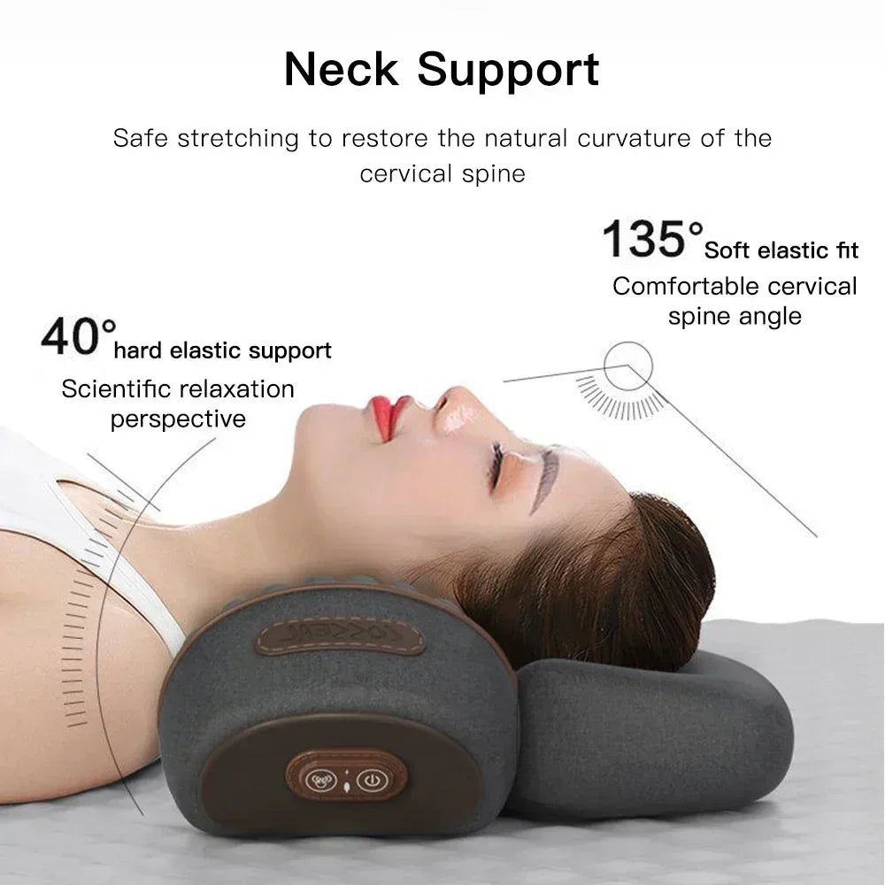 Relaxation & Pain Relief: "Luxury Neck Massager Pillow with Heat Therapy & Cervical Support"
