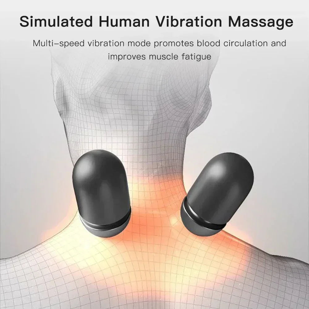 Relaxation & Pain Relief: "Luxury Neck Massager Pillow with Heat Therapy & Cervical Support"