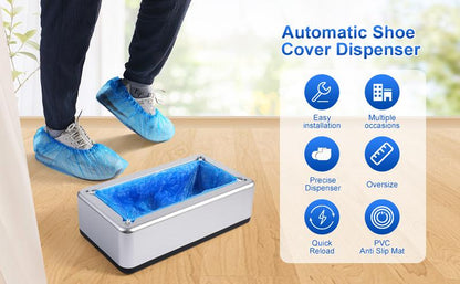 LYSHIYI Automatic Shoe Cover Dispenser with 200 Non-Slip Disposable Covers - Effortless & Hygienic Floor Protection for Home, Office, & Workplace (Fits Men's US Size 11)