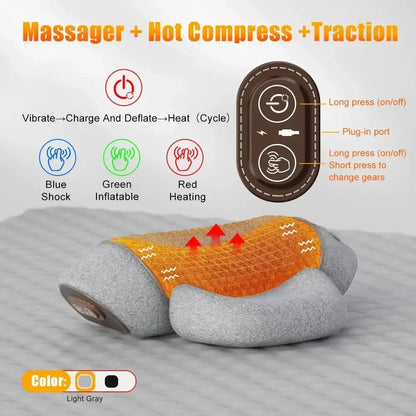 Relaxation & Pain Relief: "Luxury Neck Massager Pillow with Heat Therapy & Cervical Support"
