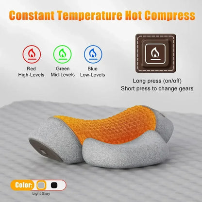 Relaxation & Pain Relief: "Luxury Neck Massager Pillow with Heat Therapy & Cervical Support"
