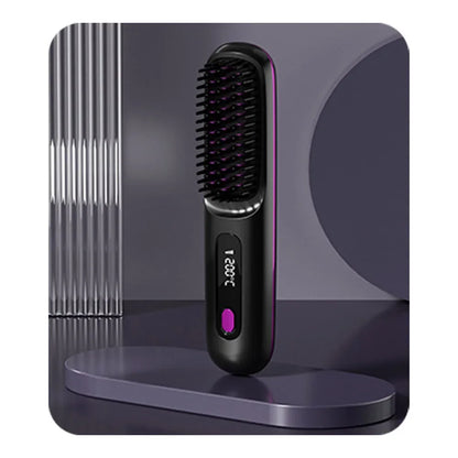 Portable Cordless Hair Straightener Brush – Smooth, Curl & Detangle Anytime, Anywhere