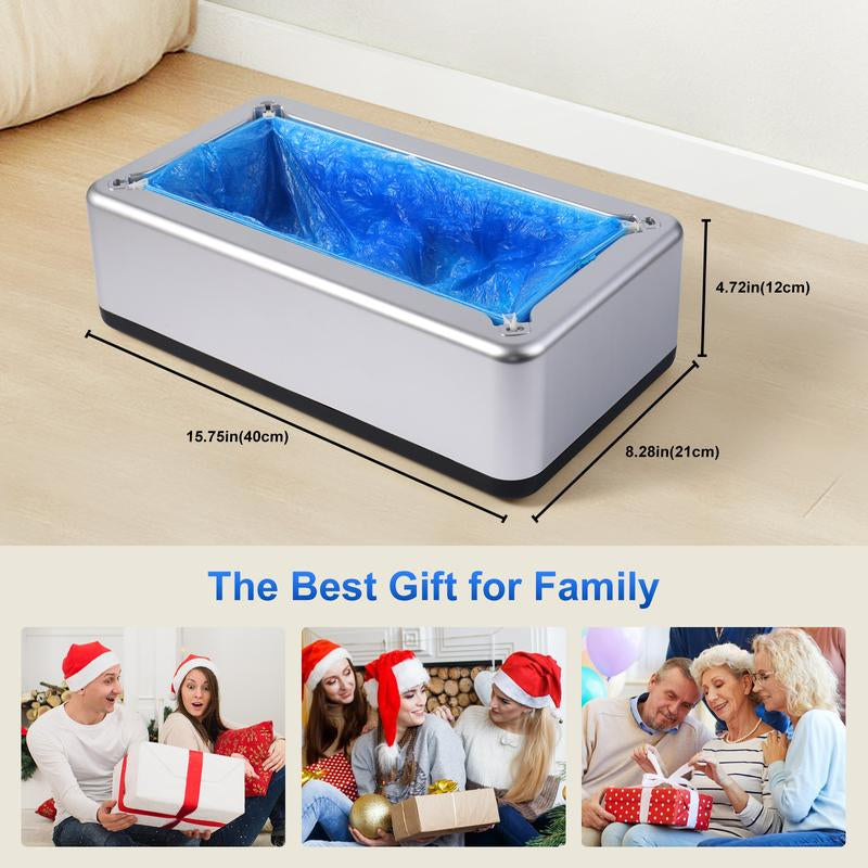 LYSHIYI Shoe Covers Dispenser with 200Pcs Shoe Cover Disposable Non Slip, User-Friendly and Durable Shoe Cover Machine, Fits Size up to 11 US Men, Widely Applicable in Indoor, Hospital(Silver) Household Items
