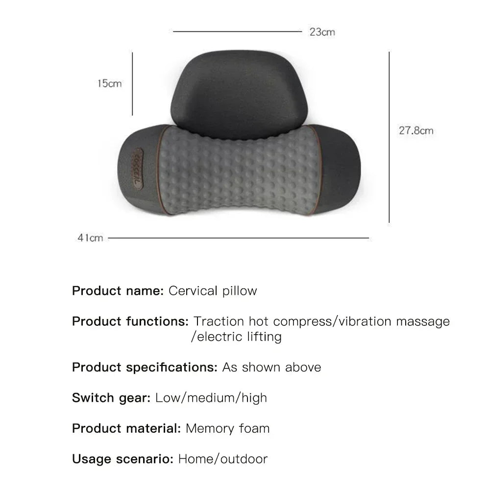 Relaxation & Pain Relief: "Luxury Neck Massager Pillow with Heat Therapy & Cervical Support"