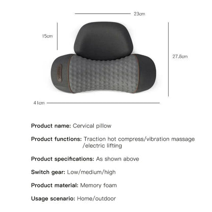 Relaxation & Pain Relief: "Luxury Neck Massager Pillow with Heat Therapy & Cervical Support"